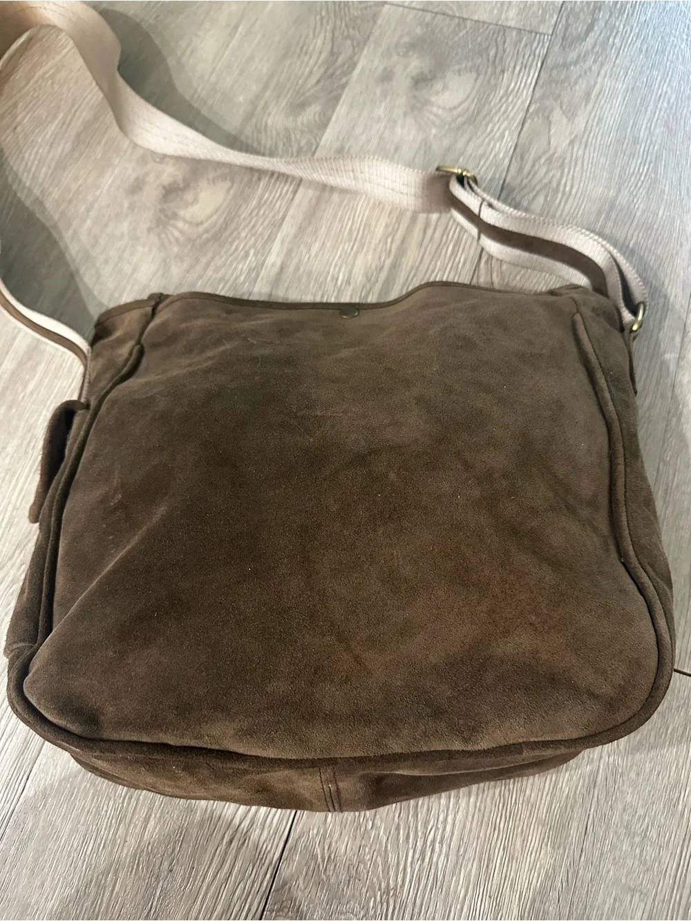 Made In Morocco Dark Brown Suede Leather Messenger Archive Bag Purse
